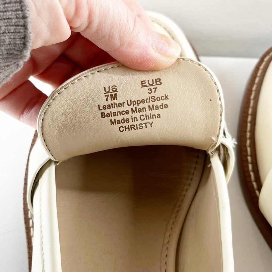 Sam Edelman Christy Patent Leather Chain Detail Loafers Flats Cream Ivory 7