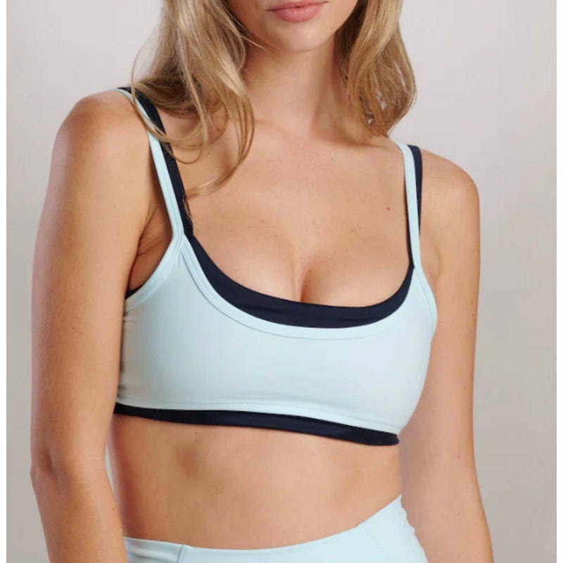 Seeav Layered Liftline Sports Bra Teal Blue Large