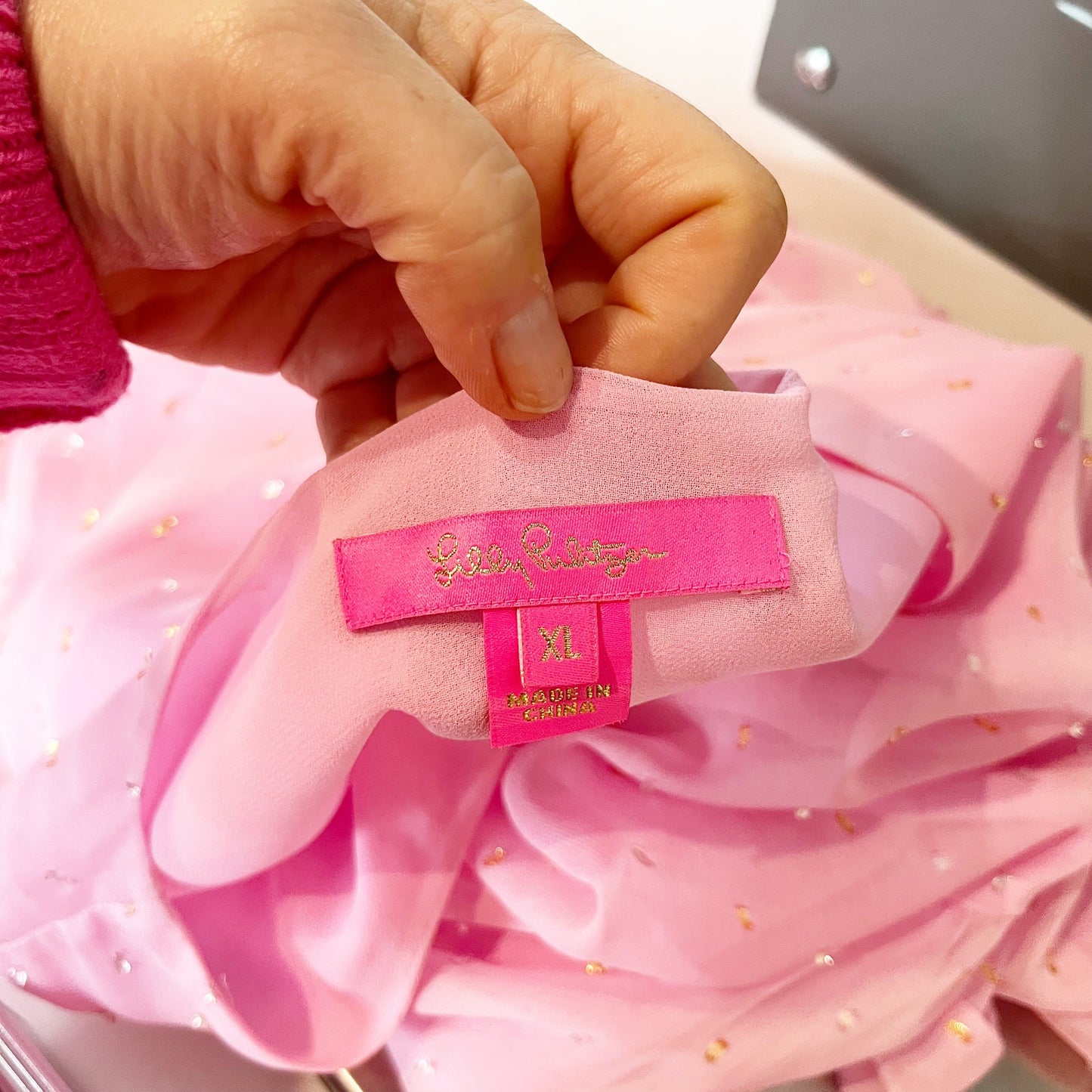 Lilly Pulitzer Zazie Flounce Babydoll Bell Tiered Sleeve Blouse Pink XL