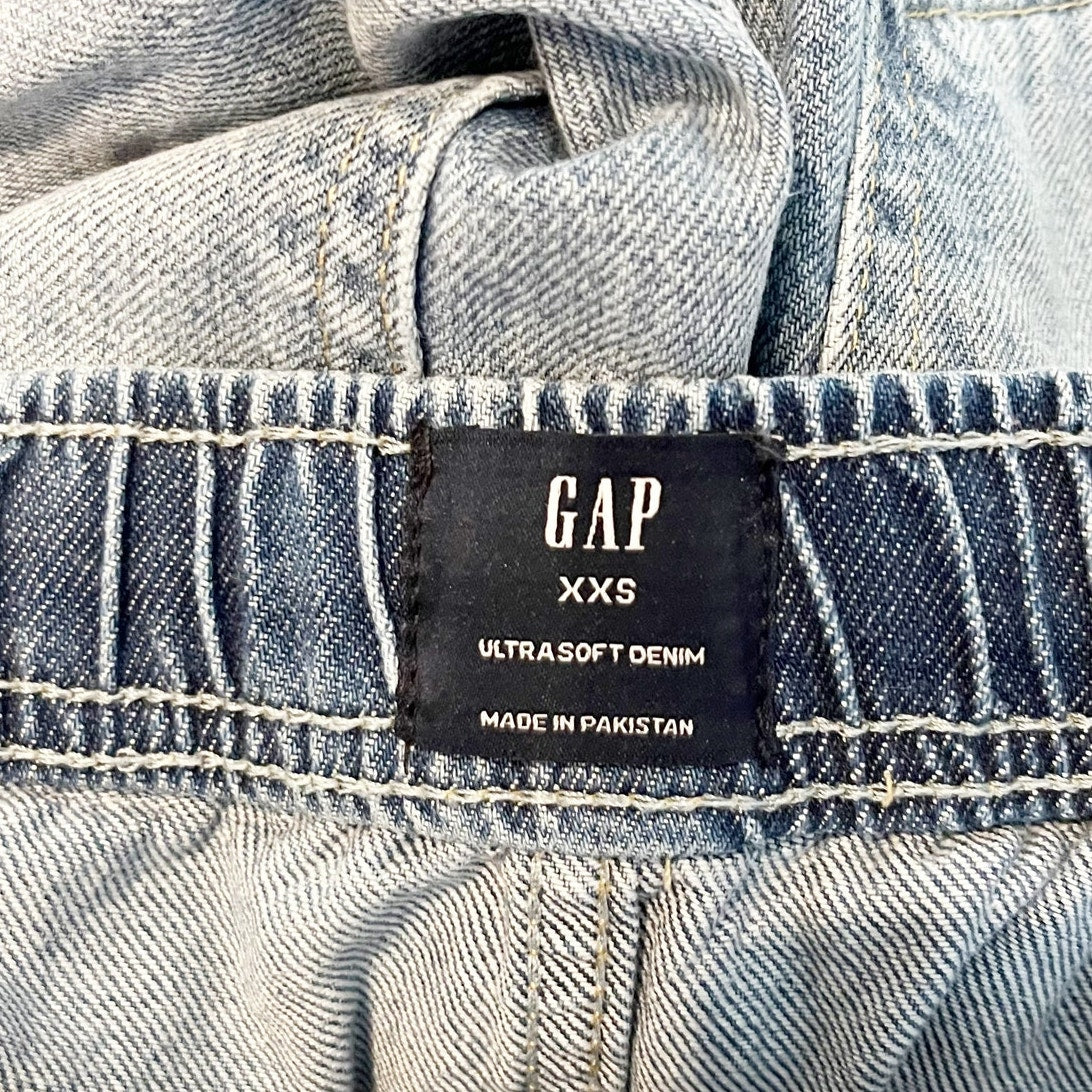 GAP Easy Pull On High Rise Elastic Waist Horseshoe Barrel Jeans Blue XXS