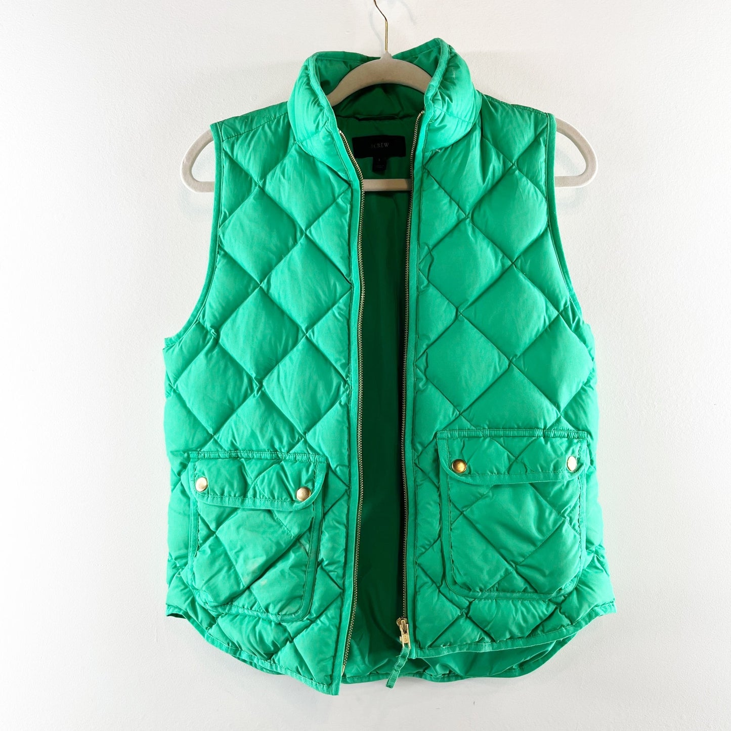 J. Crew Full Zip Stand Collar Down Puffer Excursion Vest Kelly Green Small