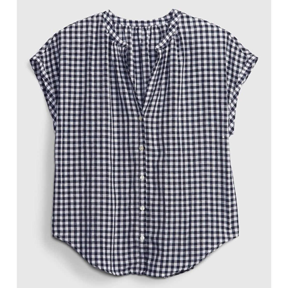GAP Airy Dolman Short Sleeve Gingham Button Up Shirt Blue White XL