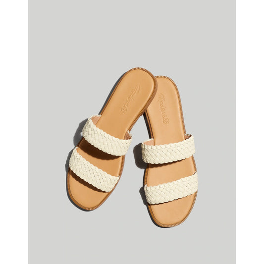Madewell The Teagan Side Sandal Leather Double Woven Straps Cream Sand 9.5