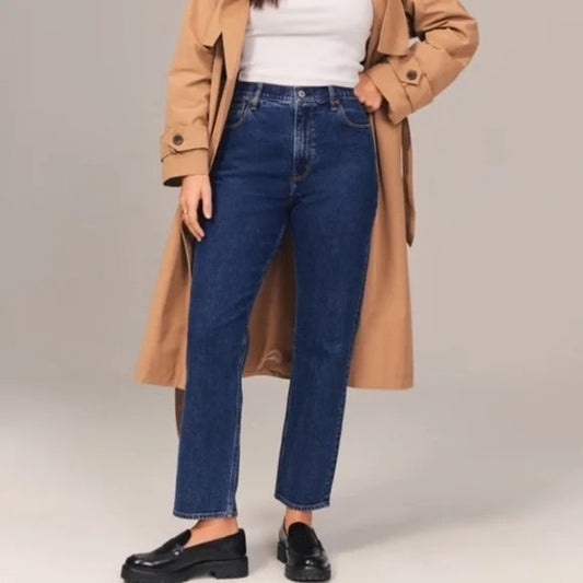 Abercrombie The Straight Ankle Ultra High Rise Jeans Blue 8 Long