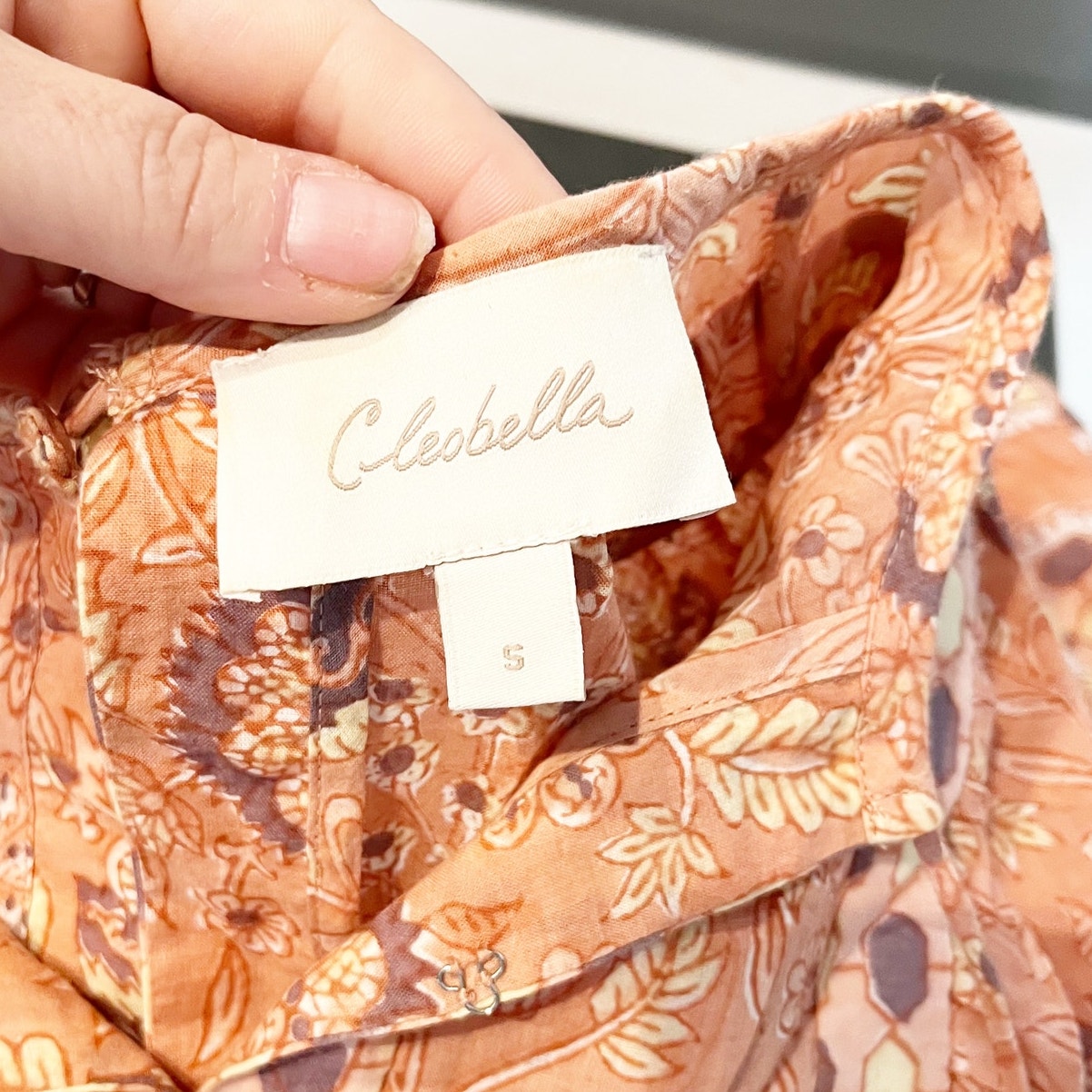 Cleobella Amarills Floral Blouson Sleeve Split Neck Blouse Top Cherry Blossom S