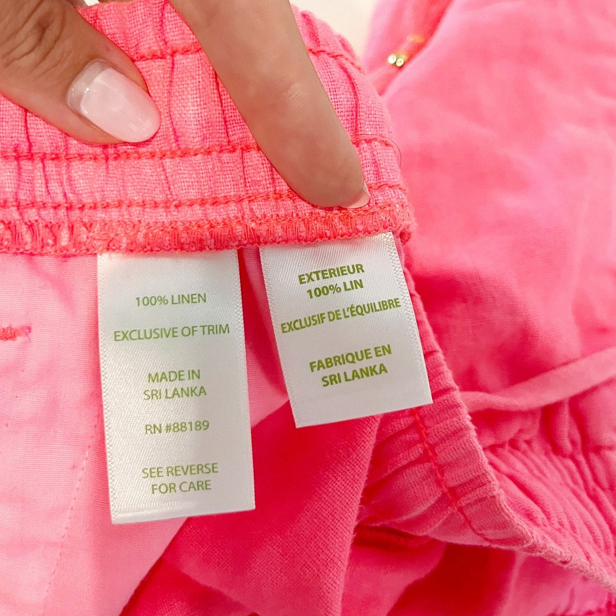 Lilly Pulitzer Mid Rise Pull On Linen Chino Shorts Hot Pink Medium
