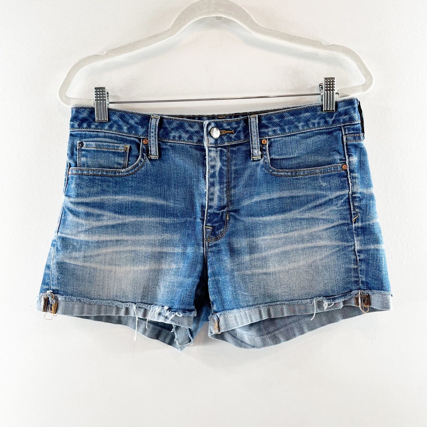 Gap Maddie Mid Rise Slim Cutoff Bayside Wash Denim Jean Shorts Blue 29