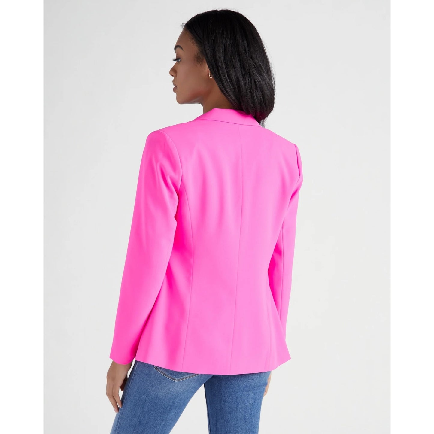 Endless Rose Oversized Single Breasted Boyfriend Blazer Hot Pink Small