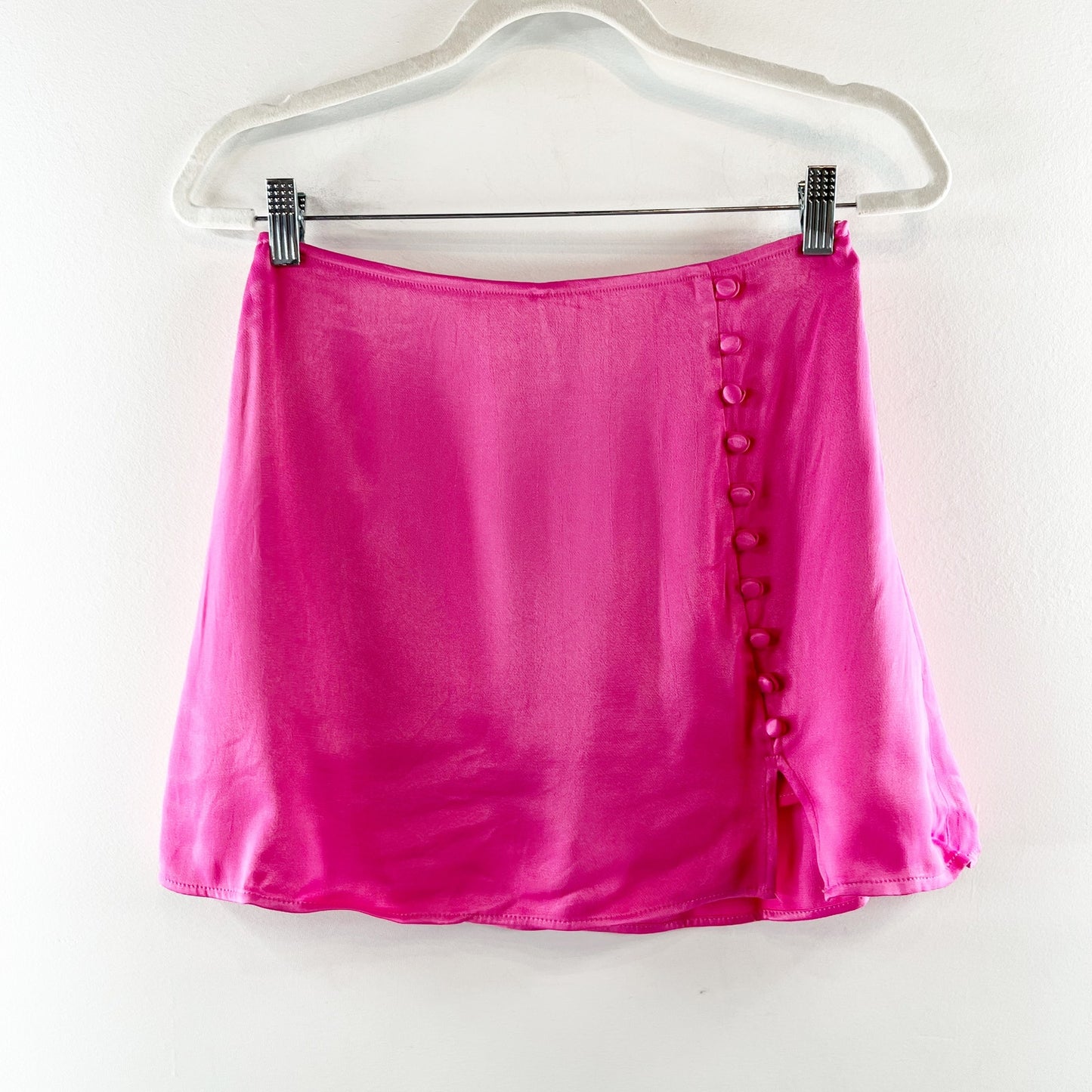 ZARA Satin Button Mini Skirt Skort Pink Small