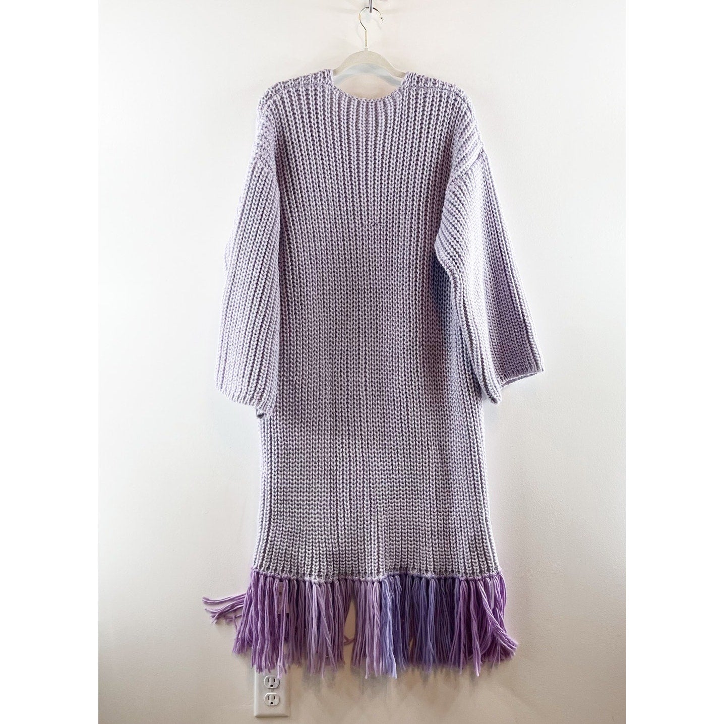 By Anthropologie Fringe Duster Kimono Cardigan Sweater Purple Lilac O/S NWT