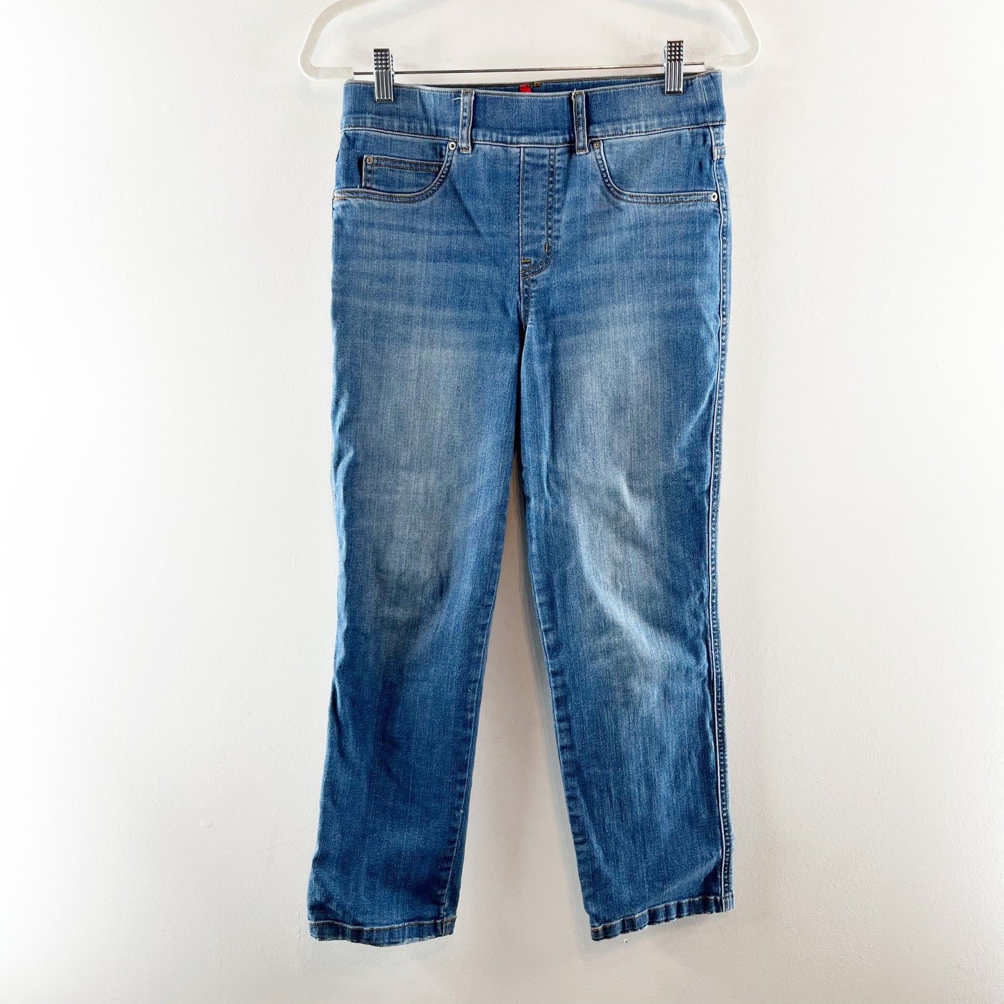 Spanx Ankle Straight Leg Jeans Vintage Indigo Medium Wash Denim Medium Petite