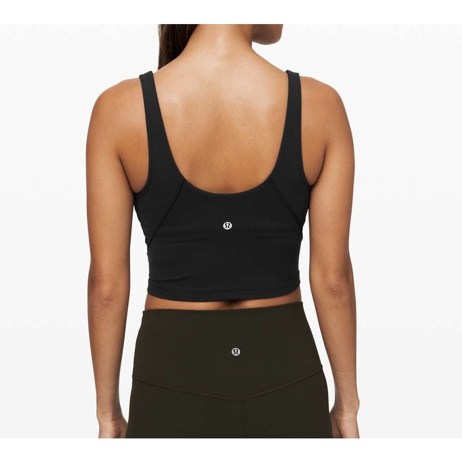 Lululemon Align Cropped Built in Bra Yoga Tank Top Black 4