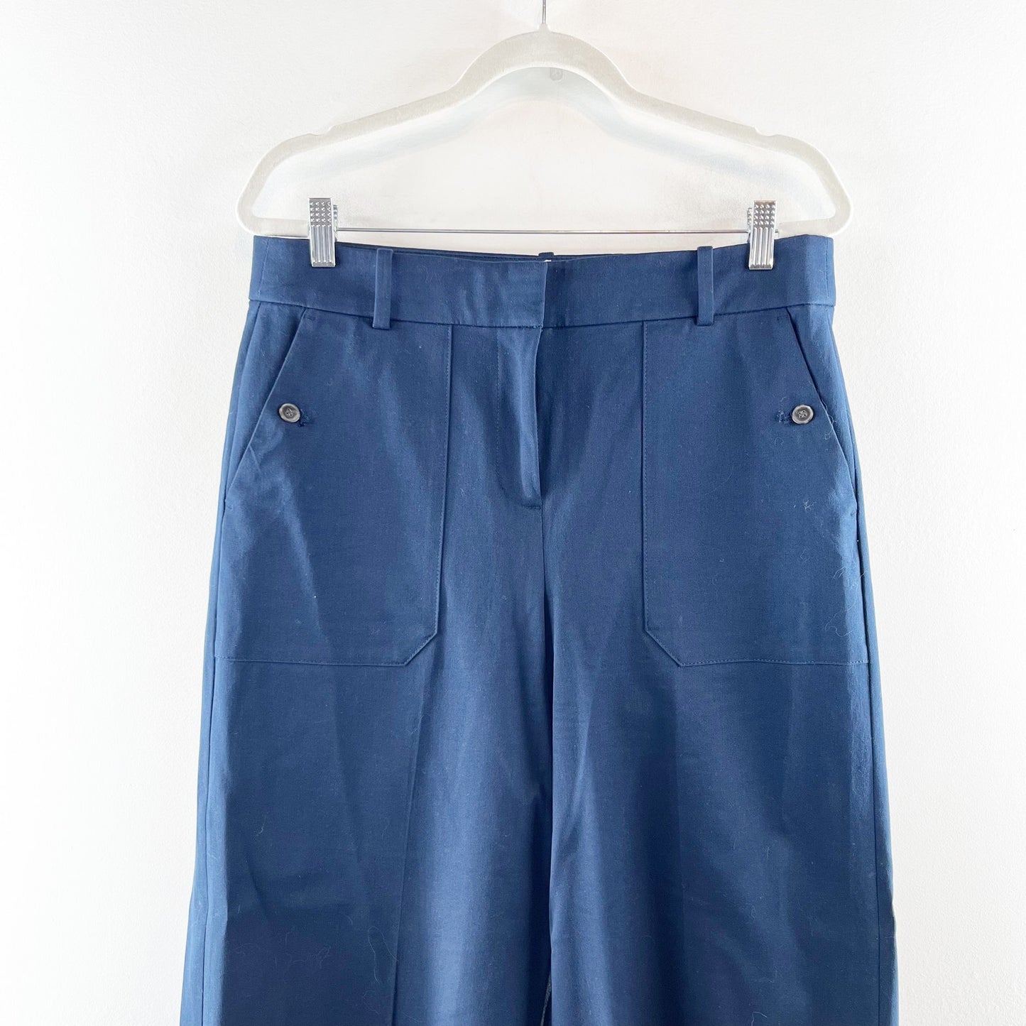 J. Crew Sydney Wide-Leg Cropped Chino Trouser Pants Navy Blue 12
