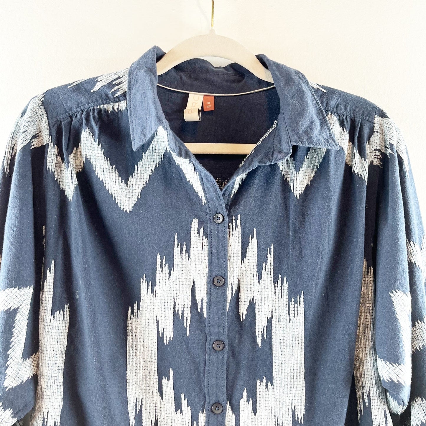 Pilcro by Anthropologie The Romy Long Sleeve Relaxed Button-Down Shirt Navy XS