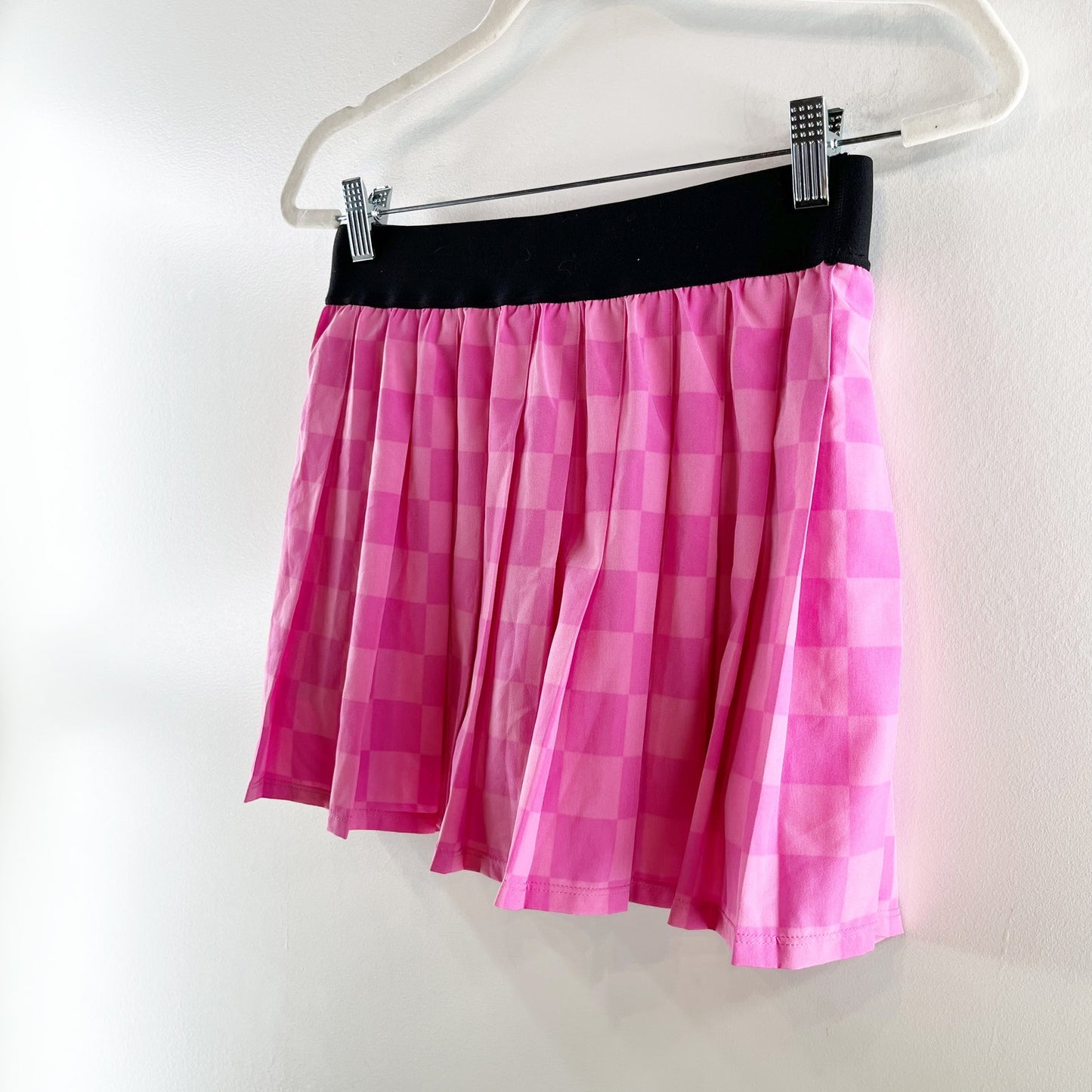 JoyLab Check High Rise Pleated Tennis Skirt with Built-in Short Berry Pink Small