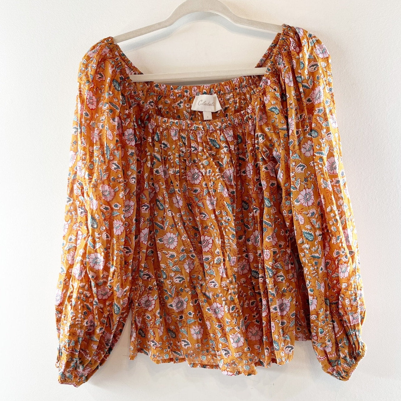 Cleobella Shania Blouson Sleeves Bouse Top Terracotta Floral Small