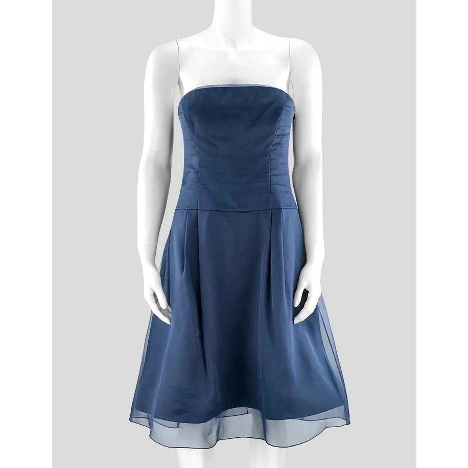 Ralph Lauren Strapless Tulle A Line Mini Dress Blue 6