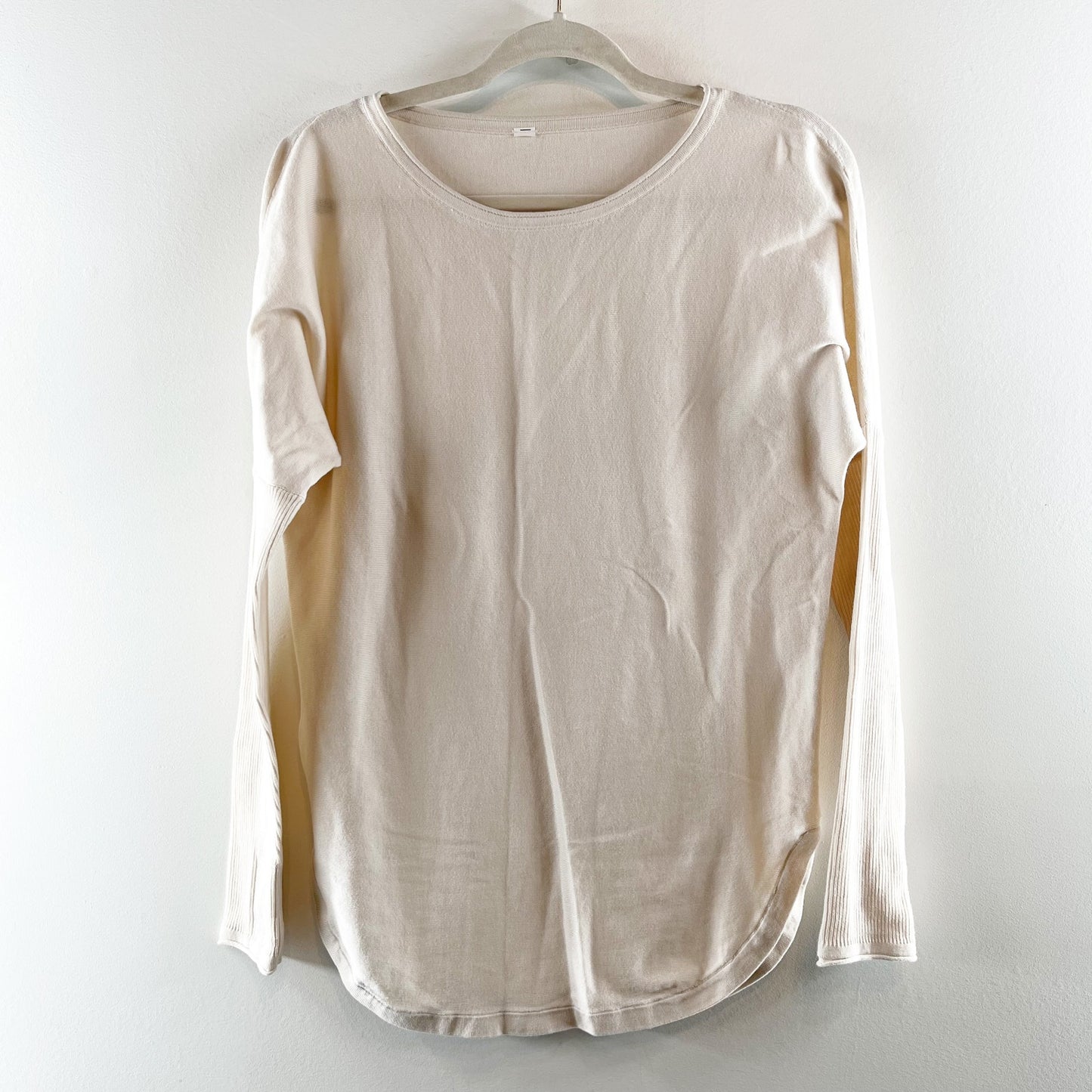 Lululemon Sit In Lotus Curved Hem Long Sleeve Crewneck Sweater Cream White Small