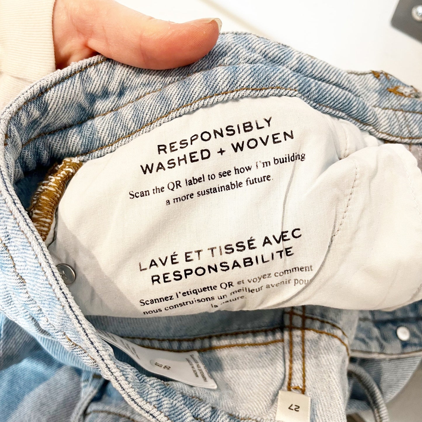 FRAME Super Drape Drawstring High Waisted Denim Wide Leg Jeans Blue 27