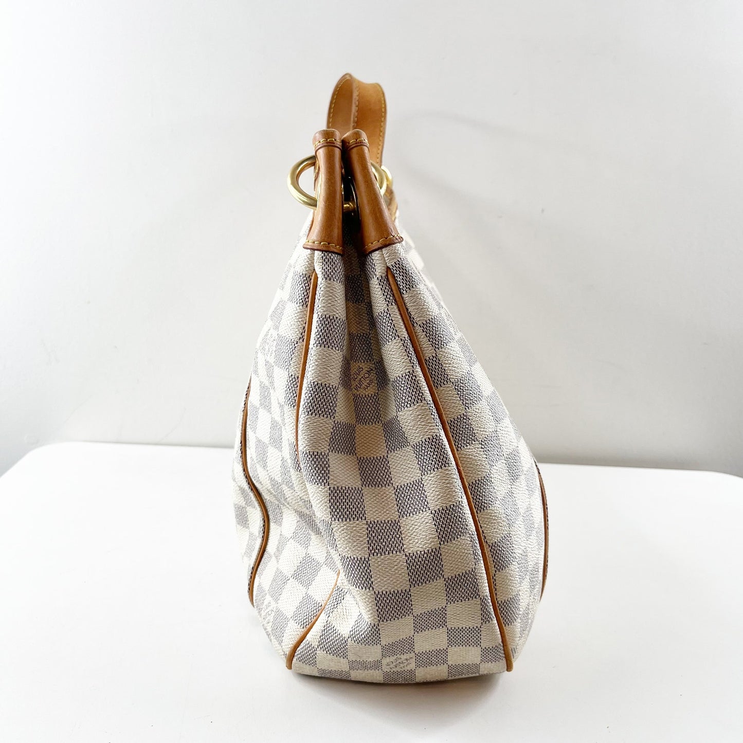 Louis Vuitton Galliera PM Damier Azur Canvas Shoulder Purse Bag White Cream