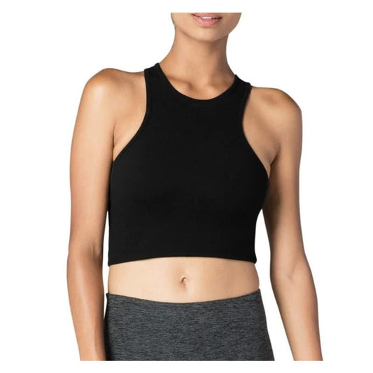 Beyond Yoga Studio Crossback Strap Cropped Yoga Tank Top Black XS