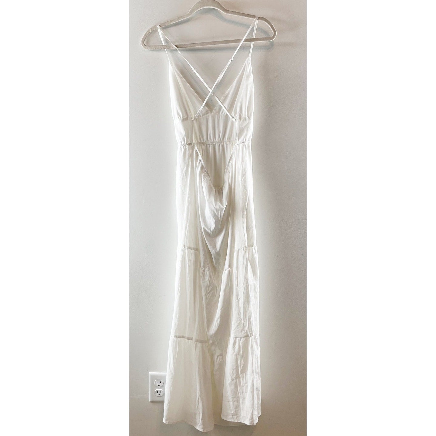 Princess Polly Mckew Sleeveless Crossback Tiered Maxi Dress White 8