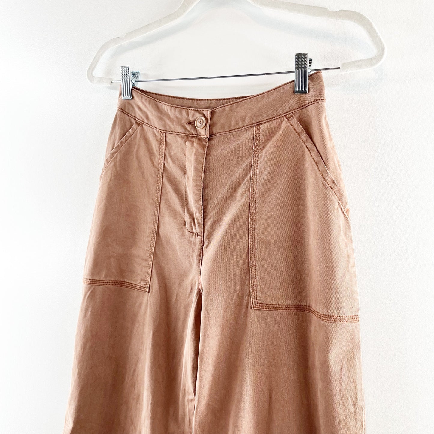 Splendid Evereve Margaret Cropped Wide Leg Trouser Pants Chocolate Brown XS