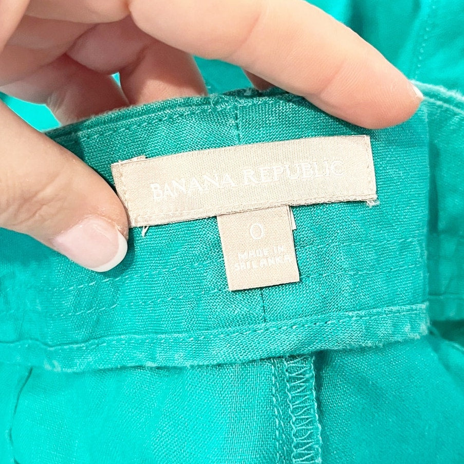 Banana Republic Low Rise Linen Beach Pants Palm Beach Turquoise Green