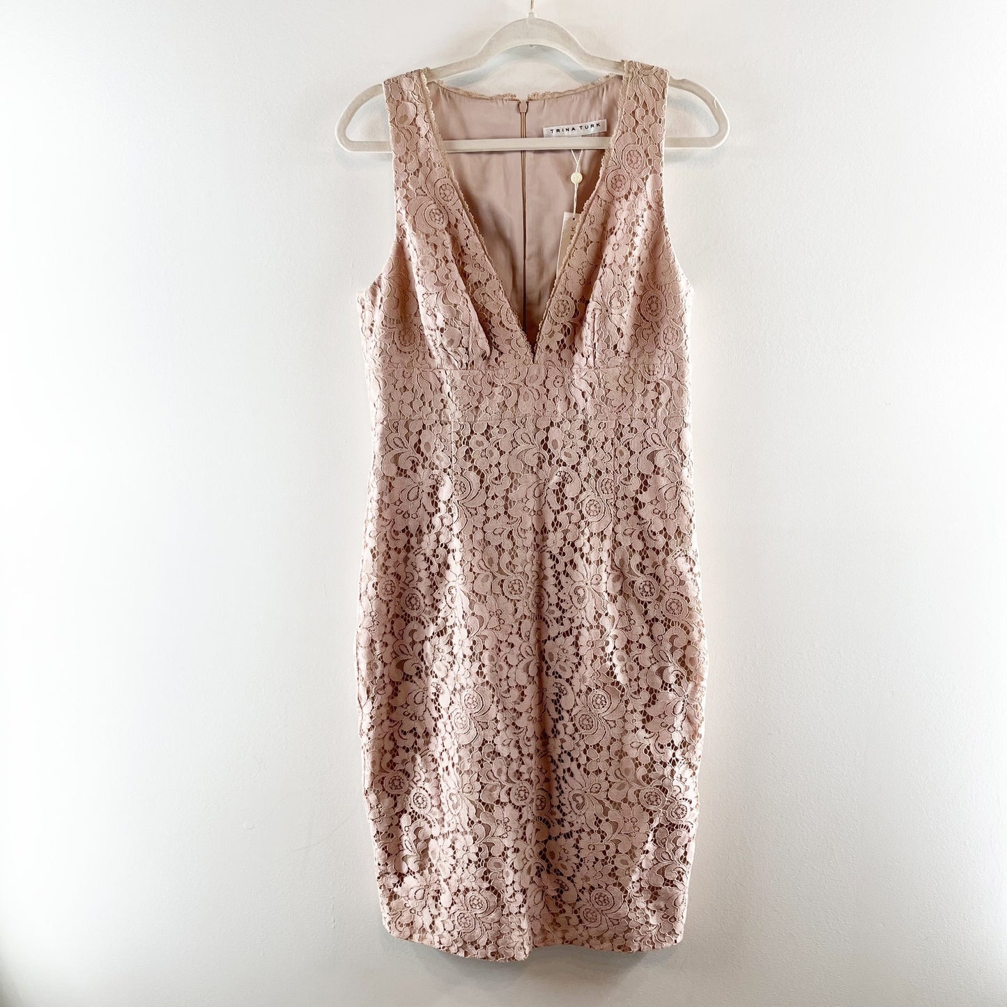 Trina Turk Lace Sleeveless Knee Length Sheath Dress Blush Pink 10