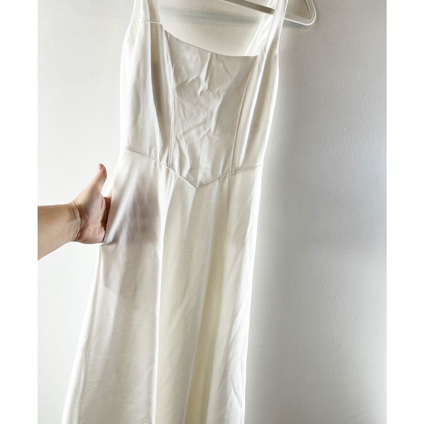 Halara Sleeveless Square Neck Side Pocket Corset Maxi Dress Frost White Small