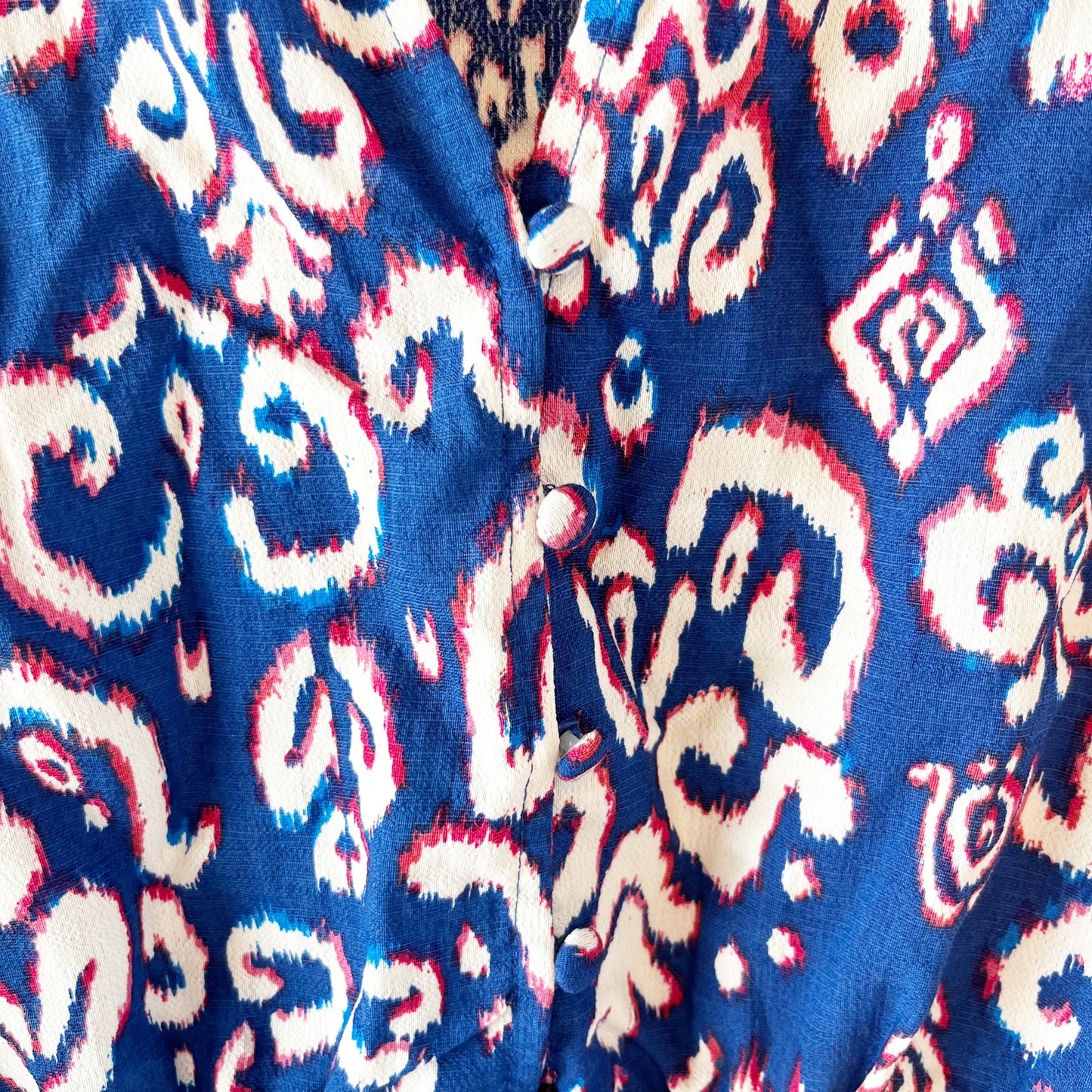 ZARA Printed V Neck Long Sleeve Mini Dress Blue White Medium