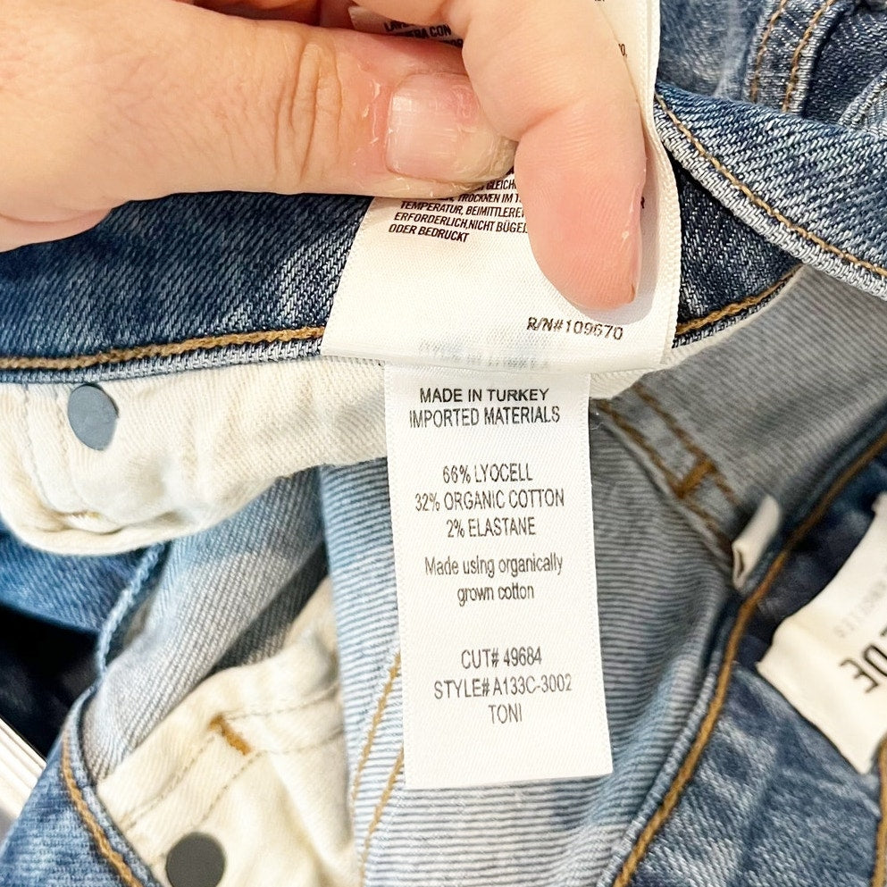 AGOLDE Toni Mid Rise Ankle Slim Skinny Jeans Cotton Blue 29 / 8