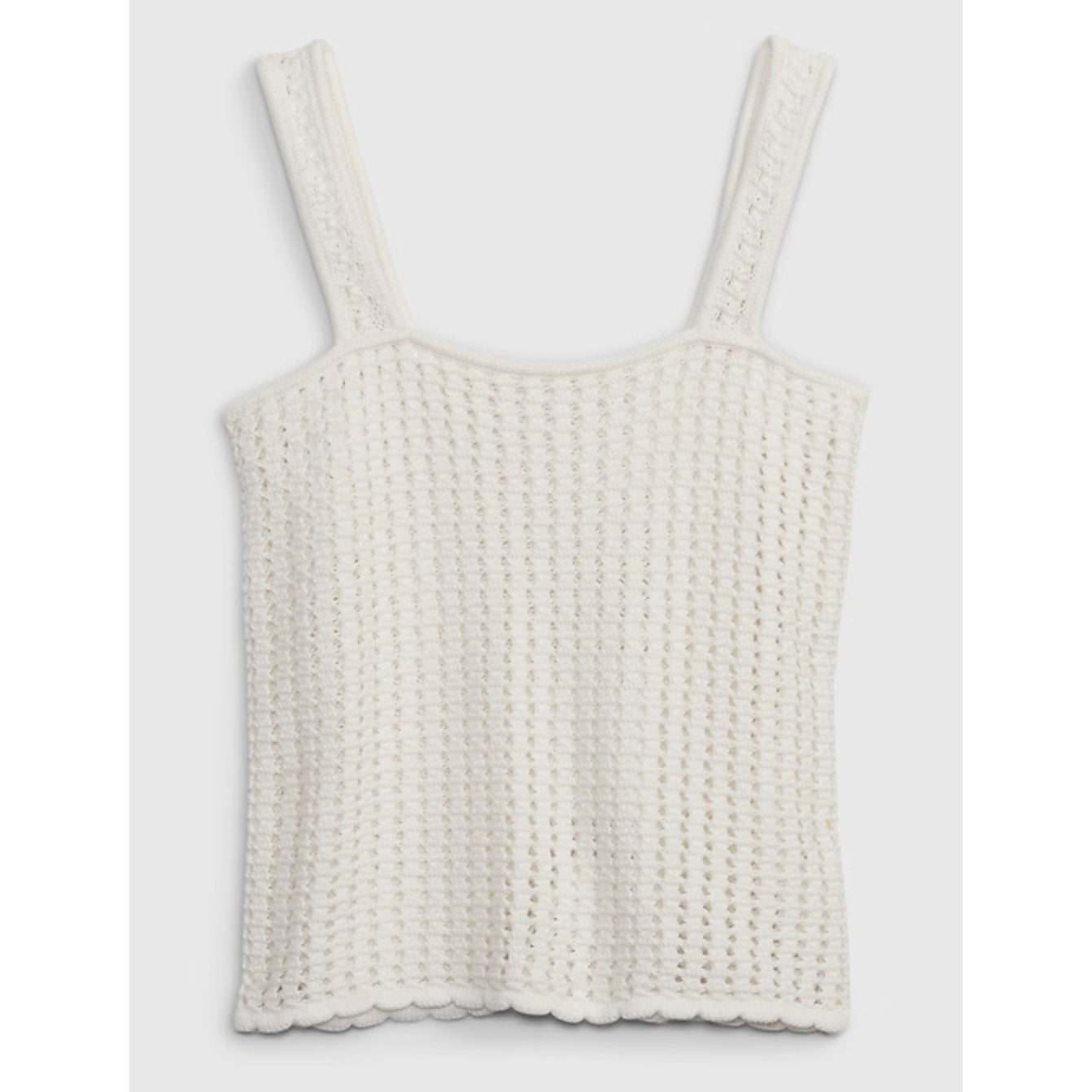 GAP Square Neck Cotton Crochet Knit Tank Top White Small
