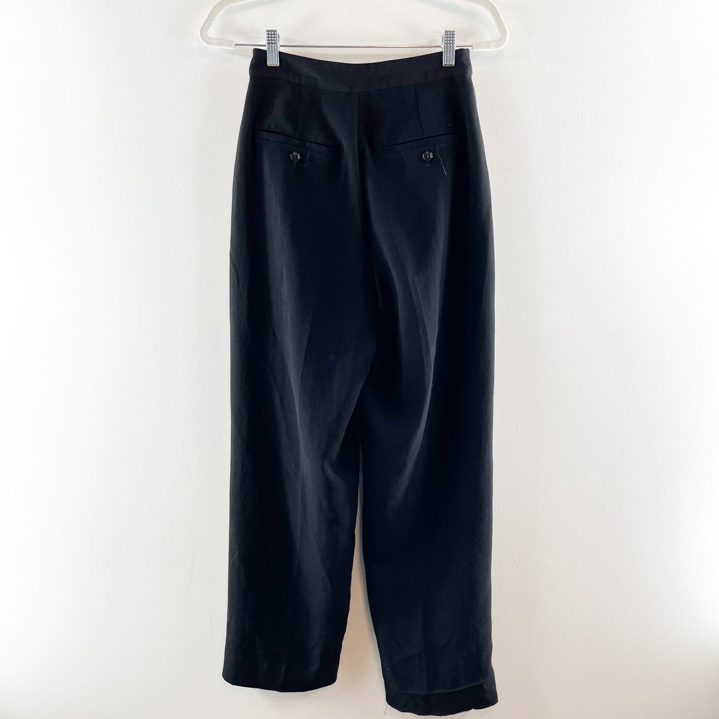 Madewell The Rosedale Hi-Rise Straight Relaxed Crepe Pleated Pant True Black 00