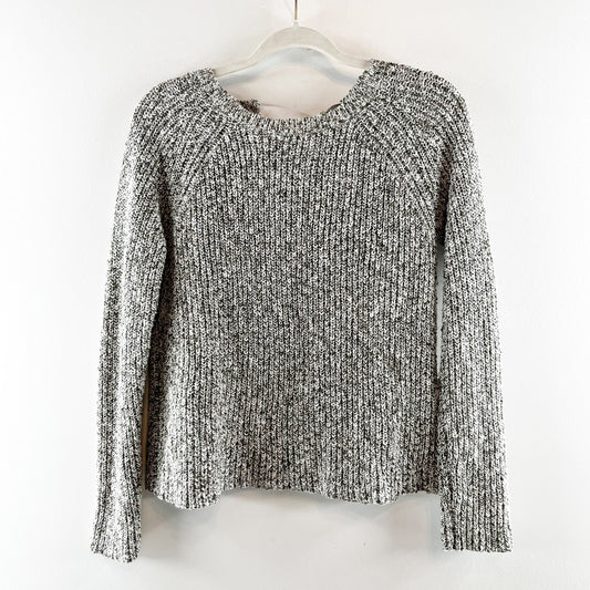 Lilla P Long Sleeve V-Neck Pullover Sweater Marble Gray Medium