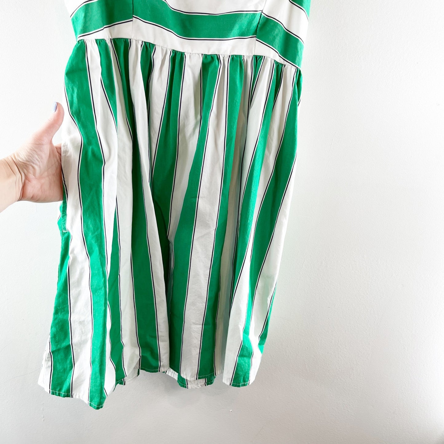 Gap Striped Sleeveless Poplin Tie-Back Mini Dress Green White Medium