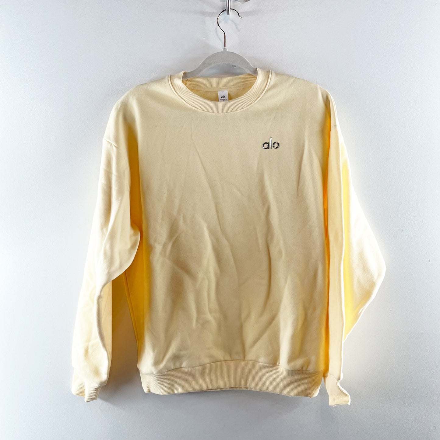 Alo Accolade Crewneck Pullover Long Sleeve Sweatshirt Candlelight Yellow XS