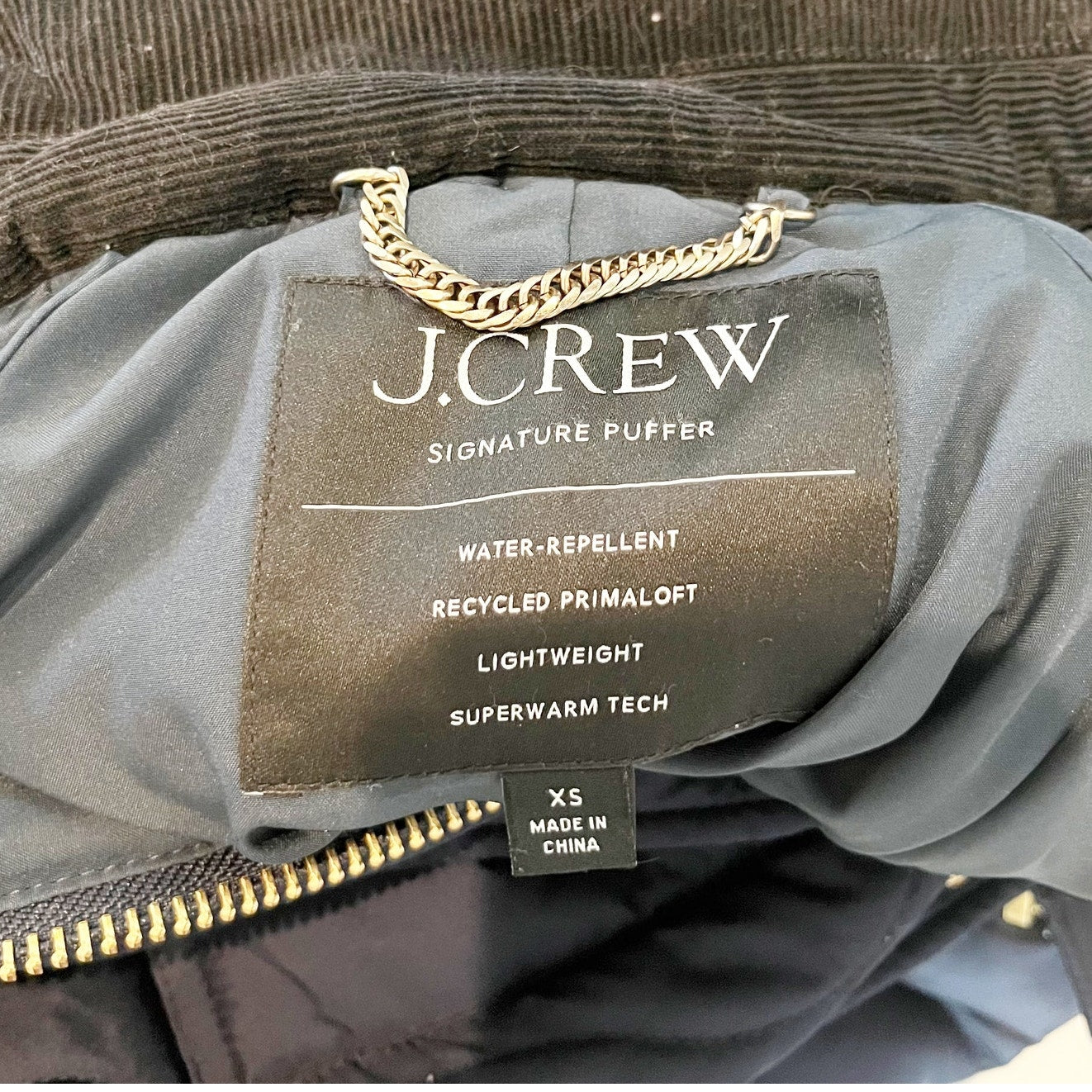 J. Crew Stowe Puffer Quilted Primaloft Parka Coat Jacket Navy Blue XS