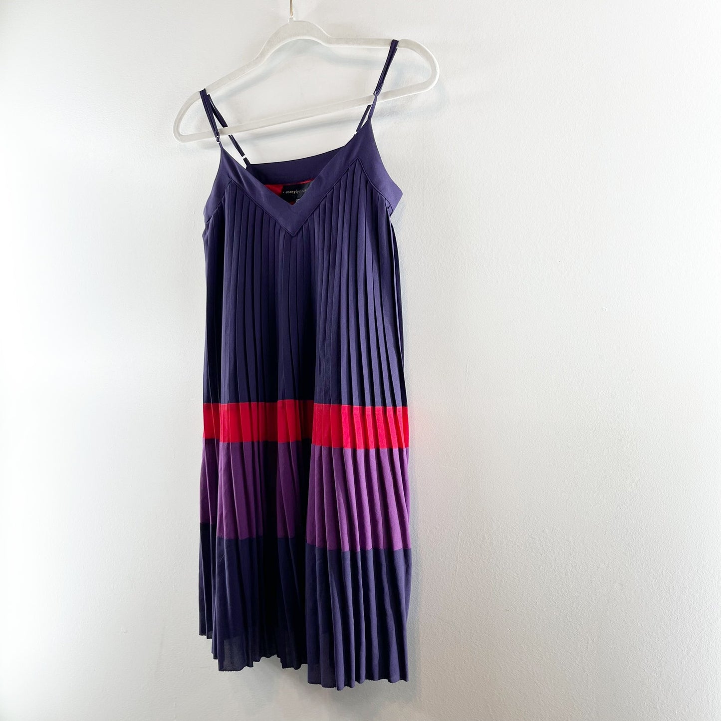 Corey Lynn Calter Pleated Plisse Mini Tunic Dress Purple XS