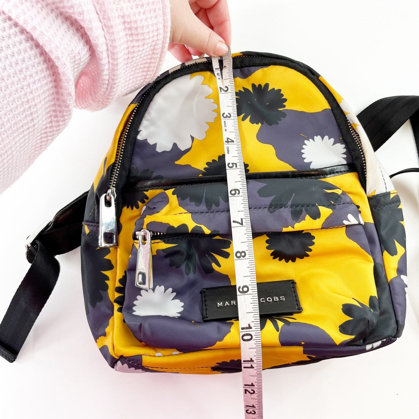 Marc Jacobs Nylon Varsity Pom Pom Backpack Blue Yellow