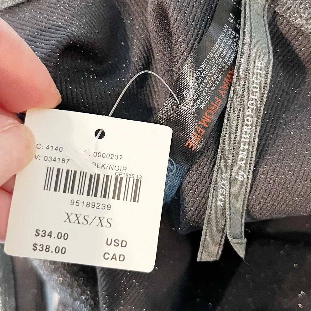 Anthropologie Metallic Shimmer Square Neck Crop Tank Top Silver XXS / XS