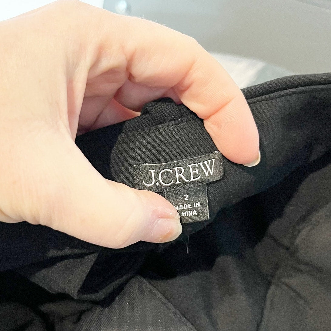 J. Crew Sydney High Rise Wide Leg Cropped Dress Trouser Pants Black 2