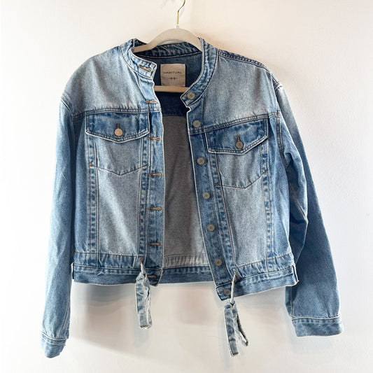 Habitual Collarless Boxy Jean Denim Jacket Blue Small