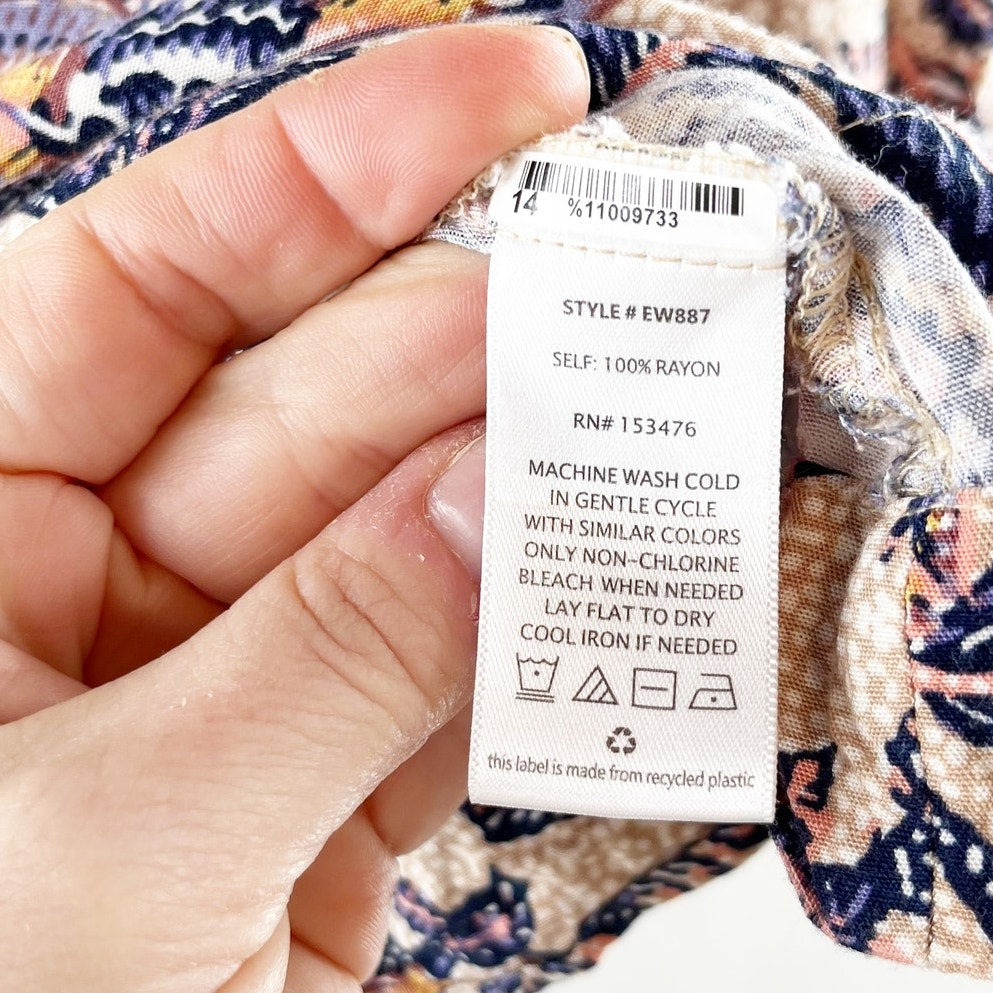 Evereve Oliver Floral Gathered Balloon Sleeve Blouse Top Multi Small