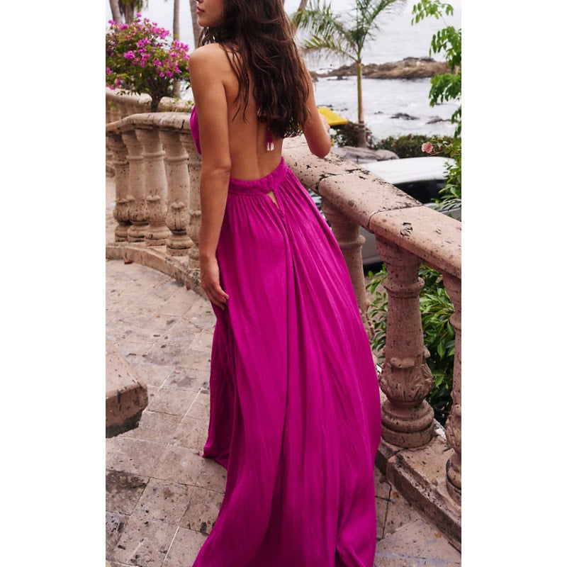 Free People Look Into the Sun Maxi Dress Baton Rouge Pink XS