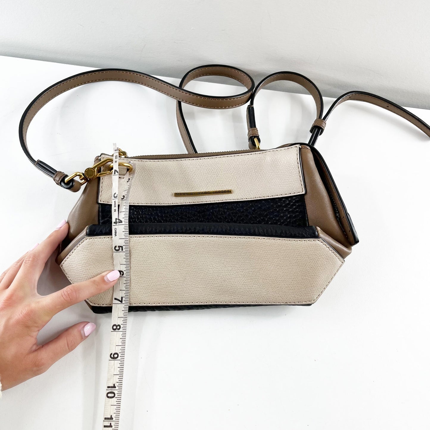 Marc by Marc Jacobs Shelter Island Colorblock Pebble Leather Crossbody Bag Tan