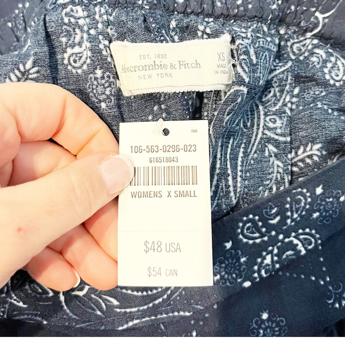 Abercrombie & Fitch Wide Leg Wrap Tie Waist Flowy Beach Pants Bandana Blue XS