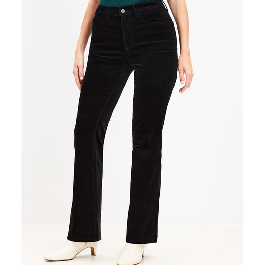 LOFT Curvy Five Pocket Slim Flare Pants in Velvet Black 30 / 10