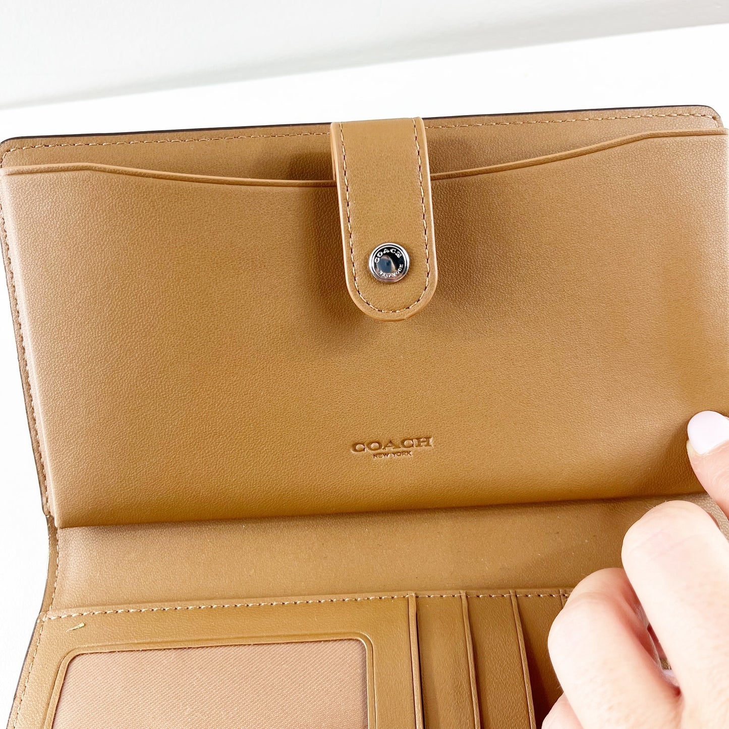 Coach Signature C Canvas Phone Tech Wallet Wristlet Brown Sage Green