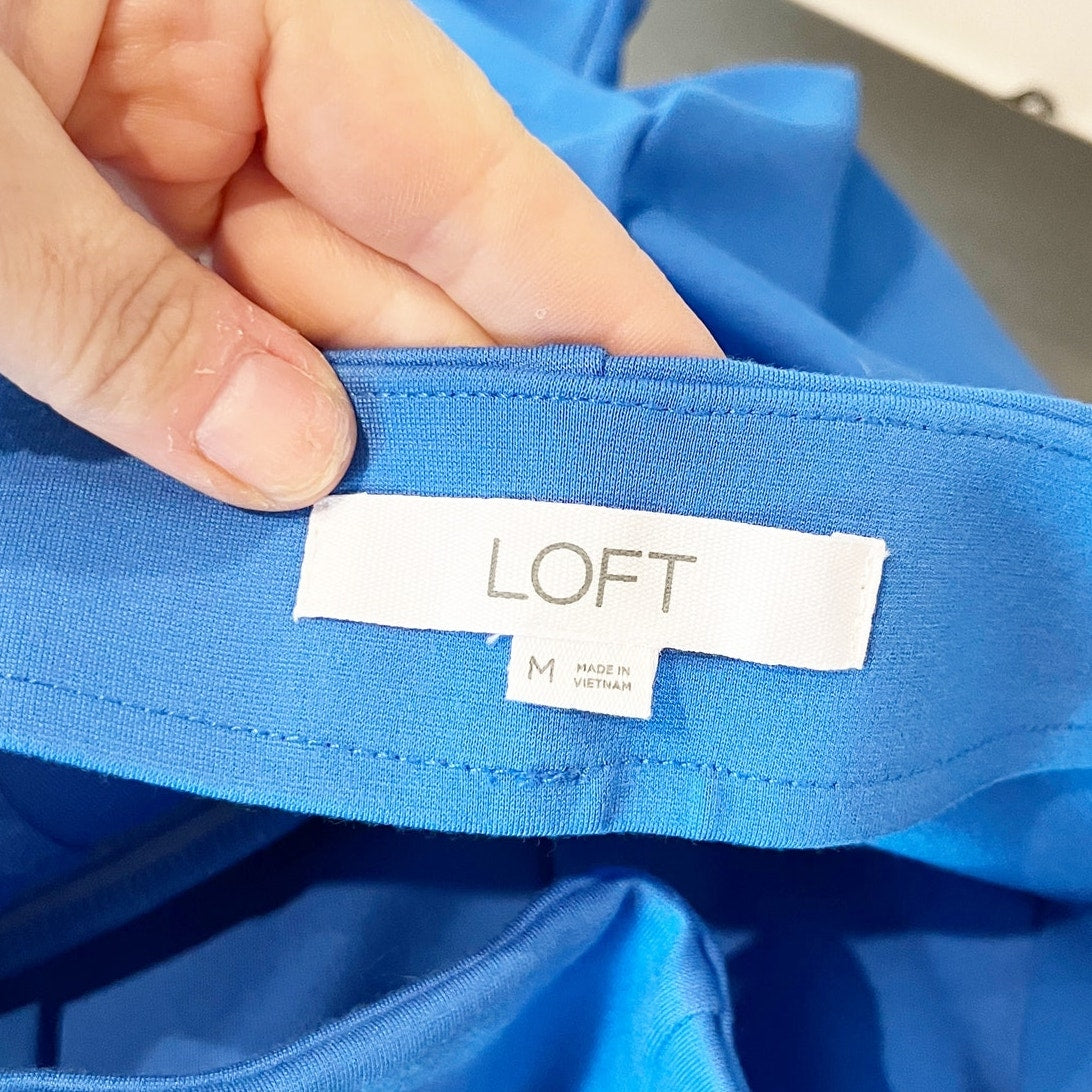 LOFT High Rise Wide Leg Pants Blue Medium